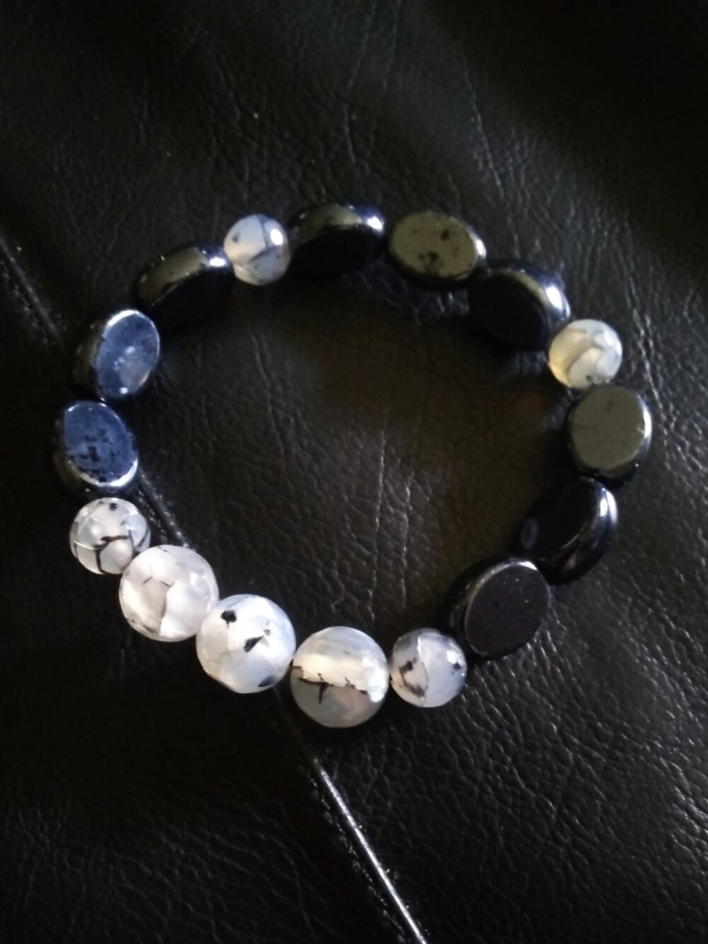 Bold DragonVein Agate Bracelet - 6.5" - Unique Edgy Glam - Dark Romance